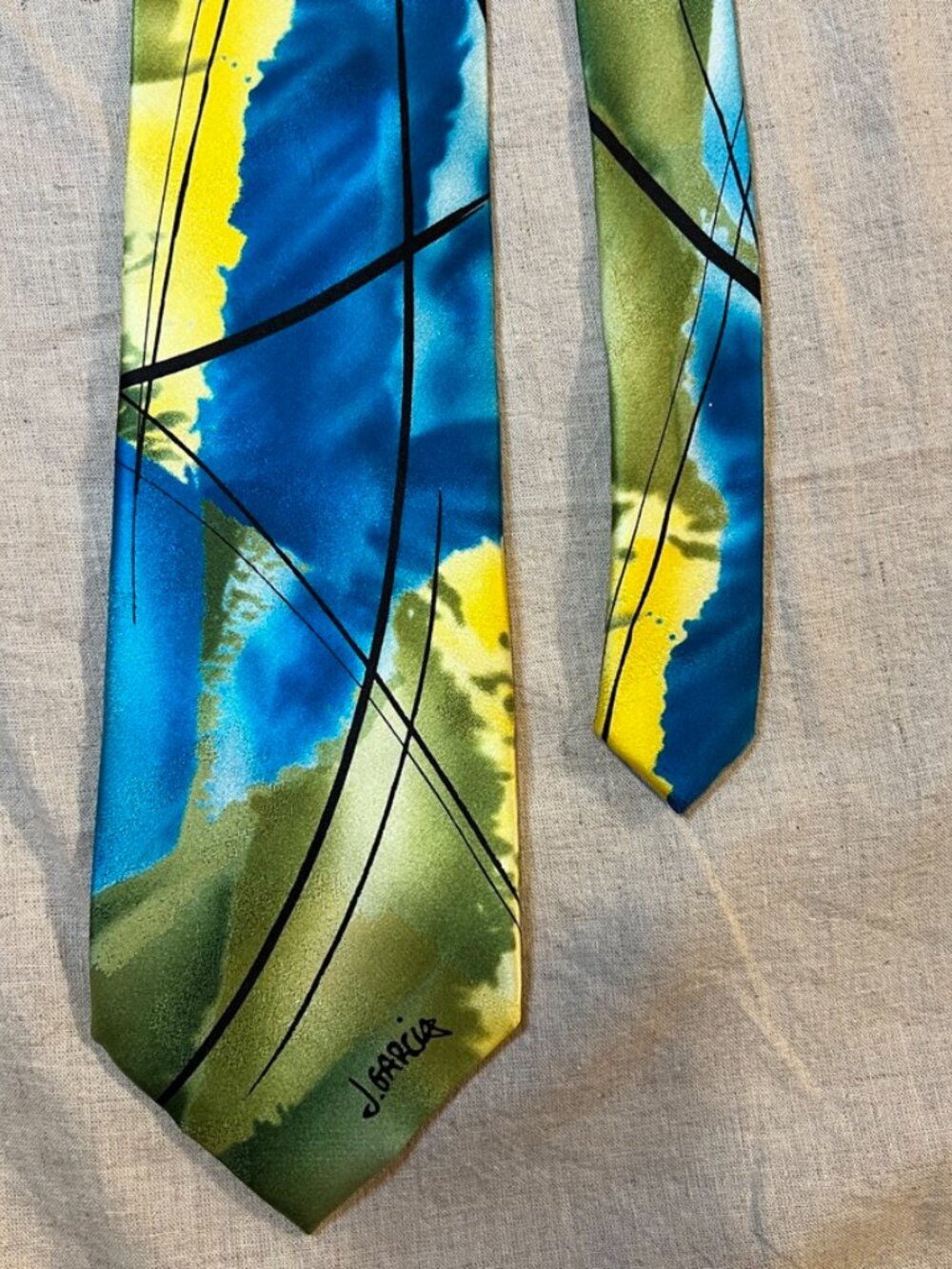 Jerry Garcia Blue Mountain Artist Proof No 5 Silk Tie Abstract Grateful Dead - Picture 5 of 6
